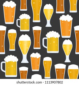 Cup of Beer seamless pattern for use as wrapping paper gift or wallpaper and printing, summer drink and October fest theme