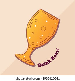 Cup beer sticker drink alcohol liquid enjoy icon - Vector
