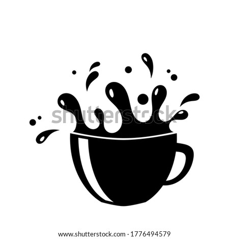 Cup and beverage splash icon over white background. Can be used for wallpapers, prints, web page design