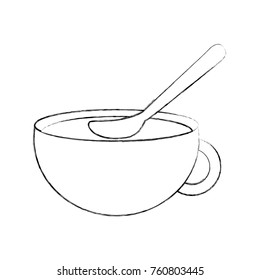 cup of beverage with spoon refreshment aroma liquid