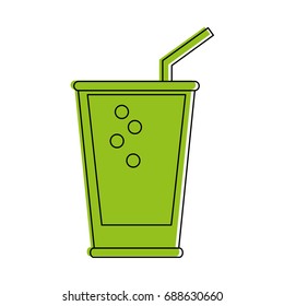 cup with beverage and straw icon image 