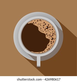 Cup of black coffee in flat style.Vector
