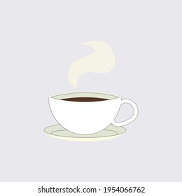 Cup of black coffee isolated, emblem for cafe. Coffee of cup, espresso caffeine, strong logotype illustration
