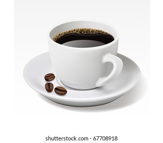 Cup of black coffee isolated on white