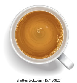 A cup of black coffee with milk, cappuccino, latte. Realistic vector