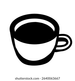 a cup of black coffee on a white background