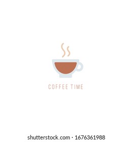 Cup mit einem schwarzen Kaffee. Kaffee-Thema. Konzept für Kaffeeliebhaber. Minimalistisches Symbol. Logo-Vorlage. Farbige Vektorillustration-Illustration. Cartoon-Stil, einfaches Flachdesign. Einzeln auf weißem Hintergrund