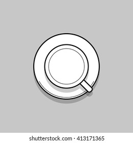 Cup of black coffee. Thin line topview vector
