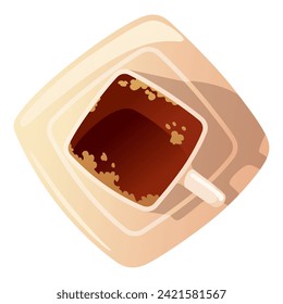 A cup of black coffee top view. Realistic vector