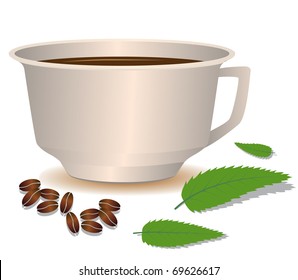 A cup of black coffee. Vector illustration