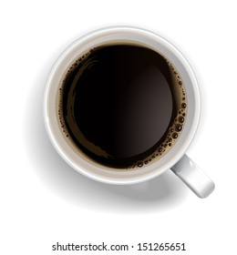 A cup of black coffee.Realistic vector