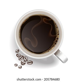 A cup of black coffee.Realistic vector