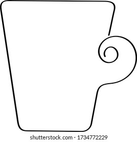 Copa - un contorno negro se dibuja en una línea. Símbolo de té en forma abstracta, dibujo infantil.
