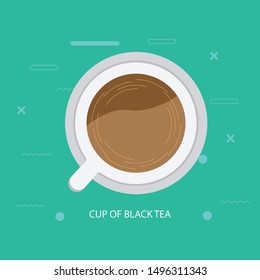 Cup of black tea flat design - Illustration
