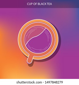 Cup of black tea flat design - Illustration