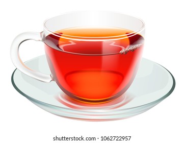 Cup of black tea isolated on white background. Vector illustration