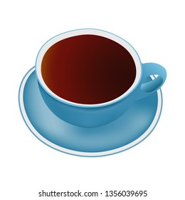 A cup of black tea isolated on white background. Vector illustration.