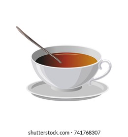 Cup of black tea. Vector illustration