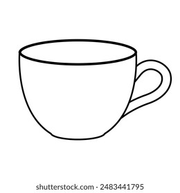 cup, black and white vector illustration, white background