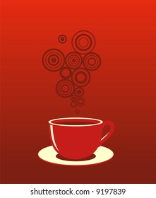 Cup of blsck coffee with steam
