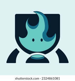 Cup With Blue Fire Liquid Logo Vector for Coffeeshop or Drinks Company