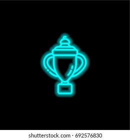 Cup blue glowing neon ui ux icon. Glowing sign logo vector
