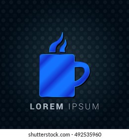 Cup Blue metallic chromium precious Icon / Logo Design
