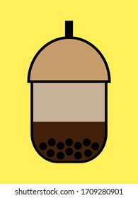 Cup Boba With Tapioca Pearl Colored Milk Tea Perl Drink Vector Design Line Art Design