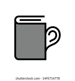 Cup book flat icon on white background
