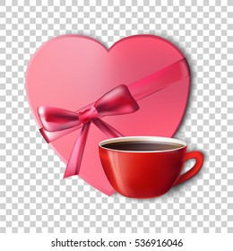cup and  box of chocolates on transparent background. vector