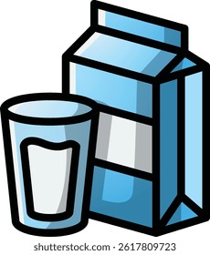cup and box of milk editable cartoon style icon vector