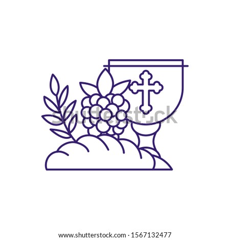 Cup bread and grapes design, religion christianity god faith spirituality belief pray and hope theme Vector illustration