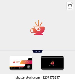 cup, break, cafe concept logo template vector illustration, free your business card design template