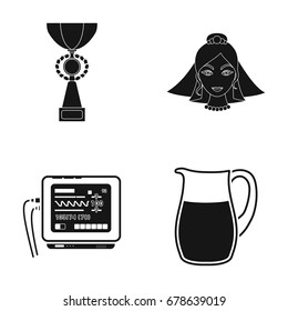 Cup, bride and other web icon in black style. medical device, pitcher icons in set collection.