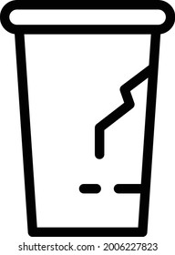 cup broken vector thin line icon