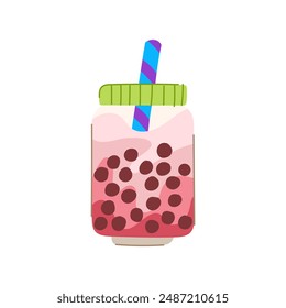 cup bubble tea cartoon. black liquid, cola water, soda pearl cup bubble tea sign. isolated symbol vector illustration