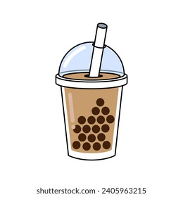 a cup of bubble tea drink cartoon vector illustration