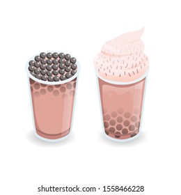 Cup of Bubble Tea Drink Isometric Illustration