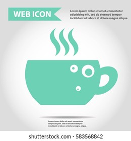 Cup with bubbles and steam, drink, hot. Web icon.