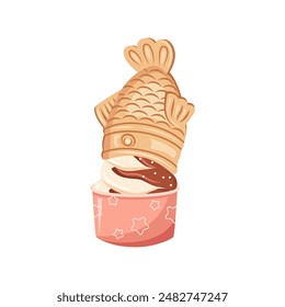 A cup of bungeoppang ice cream. Taiyaki ice cream.