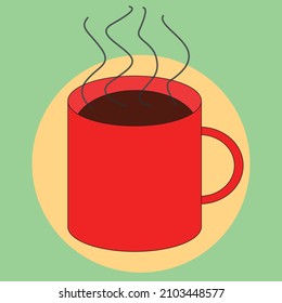 Cup of burning hot coffee logo - flat design