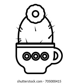 Cup cactus icon. Outline illustration of cup cactus vector icon for web