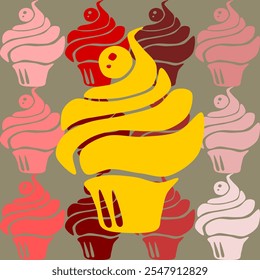 cup cake bakery stencil art artwork abstract seamless geometric graphic decoration ethnic outline template wallpaper printed fabric pattern hand drawn contour shape background ombre
