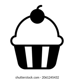 cup cake black filled outline icon, Merry Christmas and Happy New Year icons for web and mobile design.