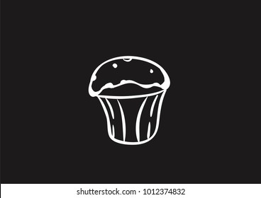 cup cake black icon flat black