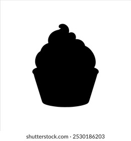 Cup cake black silhouette vector illustration on white background