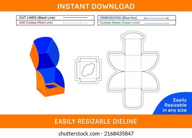 Cup Cake Box With Insert Folding Gift Box Dieline Template And 3D Box 