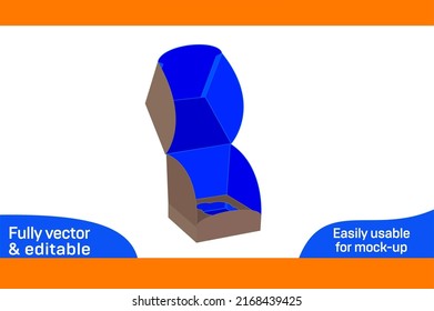 Cup Cake Box With Insert Folding Gift Box Dieline Template And 3D Box 