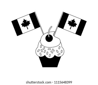 cup cake with canadian flags