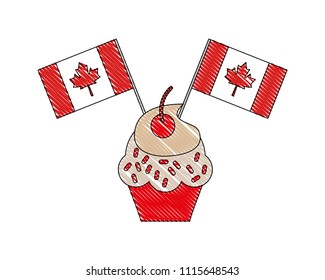 cup cake with canadian flags